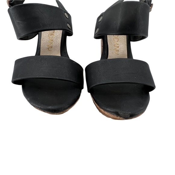 Via Modany Black Cork Platform Wedge Ankle Strap Sandals Size 37 Women’s - Picture 2 of 7